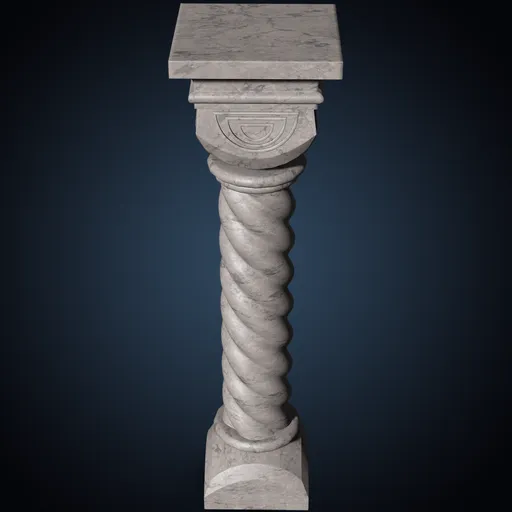 Detailed 3D model of a textured and UV-mapped column for animation and game design, compatible with Blender 3D.