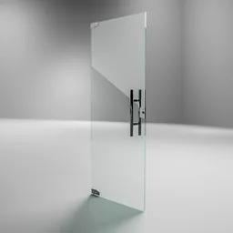 High-quality 3D glass door Blender model with realistic hinges and handle for architectural visualization.