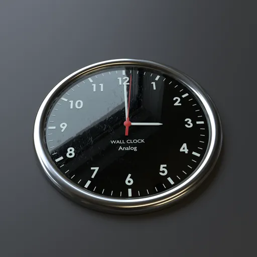 Realistic 3D model of an animated, adjustable wall clock, optimized for Blender, no background.