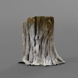 "High quality 3D model of an old tree trunk, reduced to 15K for Blender 3D. Realistic and detailed, perfect for nature scenes or as a unique side table design. Photoscanned and featured on Artstation for unparalleled authenticity."