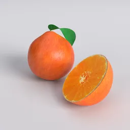 "Handmade Mandarin Set with Leaf - Highpoly 3D Model for Blender 3D - Natural and Realistic Render with Oktane Render"