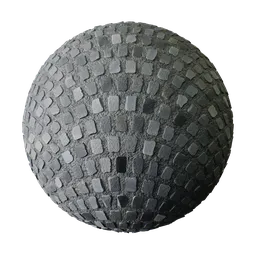 Realistic cut stone walkway PBR material for 3D rendering in Blender, high-quality 2K resolution textures for detailed paving surfaces.