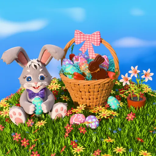 Stylized Easter Bunny Meadow
