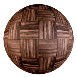 High-resolution square basket parquet floor texture for Blender PBR material, optimized for Cycles with subdivisions.