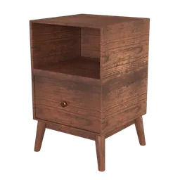Modern rustic bedside table 3D model with high-detail textures, perfect for Blender interior rendering.