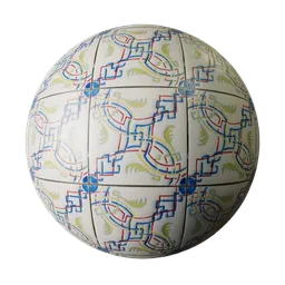 High-quality hand-painted ceramic tile texture for Blender 3D PBR material setup.