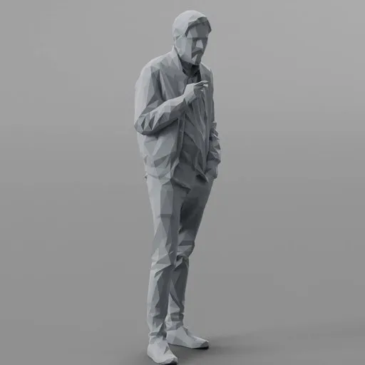 3D low-poly model of a stylized male figure posing with a cigarette, suitable for Blender projects and scene composition.