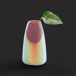 "3D model of a Pothos plant in a vase, created in Blender 3D software. The plant features translucent leaves and peach tones, set against a black background. A simple and elegant addition for any 3D design project."