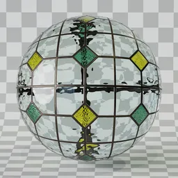 Diamond Grid Glass Panel Green Yellow