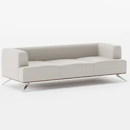 "Explore our highly-detailed 3-seater small sofa 3D model with a wooden frame and white upholstery, inspired by Thornton Willis and featuring tonal topstitching. Texture resolution at 4K and created using Blender 3D software. Perfect for interior design and architectural visualization projects."