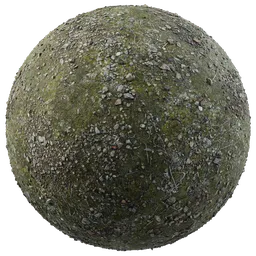 High-resolution PBR mossy ground texture for 3D forest and apocalyptic scene modeling.