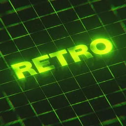 3D retrowave text animation with neon glow and dynamic grid, perfect for '80s nostalgia-themed creative projects.