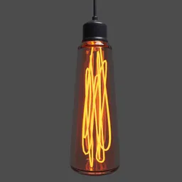 "Vintage incandescent lamp 3D model for Blender 3D - Simple single lamp with yellow wire inside, detailed product image, suitable for ceiling-light category."