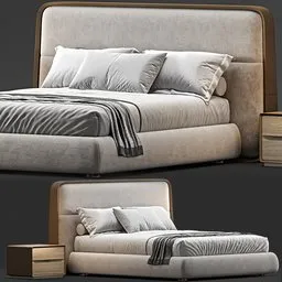 Realistic Blender 3D model of a modern bed with high-detail textures and materials, optimized for cycles rendering.