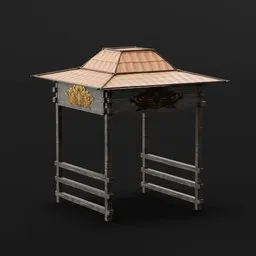 "Exterior Other - Pergola with Javanese Carvings in Simple Design - 3D Model for Blender 3D"