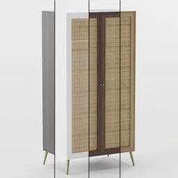 Wood and rattan Wardrobe