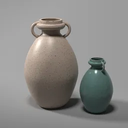 Detailed 3D-rendered ceramic vases with realistic textures suitable for Blender artists and 3D modeling enthusiasts.