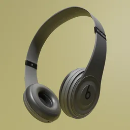 Detailed 3D model rendering of wireless over-ear headphones in grey, optimized for Blender.