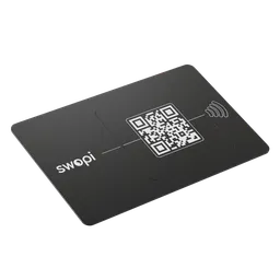 "Explore our 3D model of a black card featuring both an NFC chip and QR code. Ideal for Blender 3D projects in the 'cellular phone' category, this official product image offers a close-up view of a sleek, modern design inspired by Georg Friedrich Schmidt and simplified for ease of use."