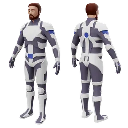 Low-poly man in a space suit
