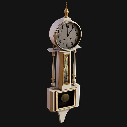Antique Revival Banjo Wall Clock White