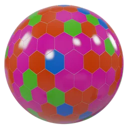 Vibrant PBR hexagonal tile texture for 3D rendering in Blender and other applications.