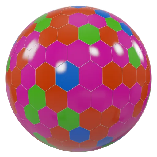 Vibrant PBR hexagonal tile texture for 3D rendering in Blender and other applications.