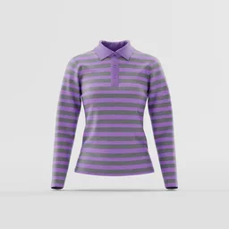 Purple and Grey Striped Polo Shirt