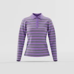 Purple and Grey Striped Polo Shirt
