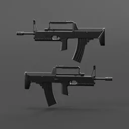 "Get your hands on the TR21 assault rifle - a free, modern, and realistic military weapon optimized for real game action. This low poly 3D model in Blender 3D features a sharp nose with rounded edges and solid dark background, perfect for your equipment collection."