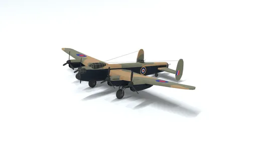 Low Poly Avro Lancaster bomber 3D model for CG visualization, optimized for Blender 3D renders.