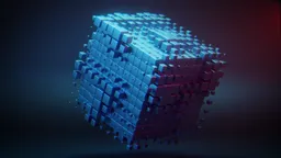 3D animated cube with sci-fi elements, intricate design, suitable for creative Blender projects.