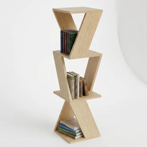 Realistic corner wooden shelf 3D model for Blender, detailed household object.