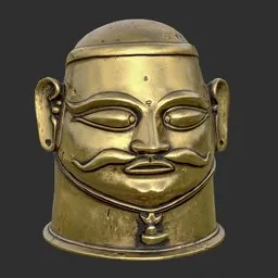 Brass Mask of Khandoba Sculpture