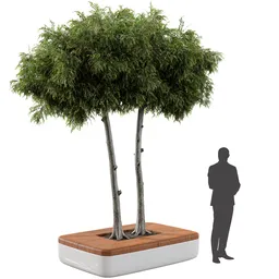 Detailed 3D model of a bench integrated with a tree, optimized for Blender, perfect for urban design visuals.
