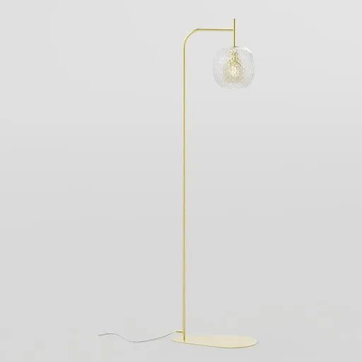 Glass and brass floor lamp
