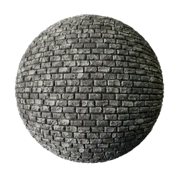 Detailed PBR texture of stylized, weathered bricks for 3D modeling, suitable for Blender and other 3D software.