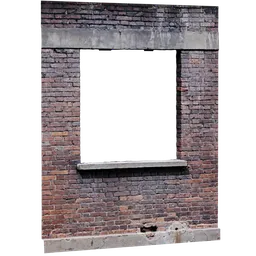 Detailed 3D model of an old brick window frame for Blender artists and architects, with realistic textures.