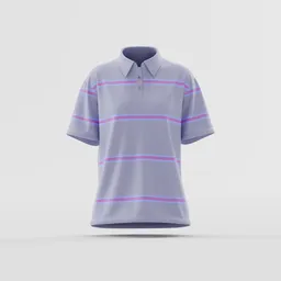 Lavender Multi-Stripe Retro Polo Shirt