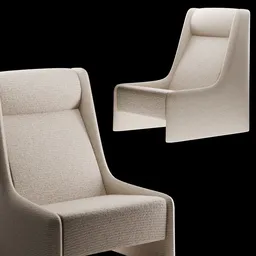 High-quality 3D model of modern armchair for Blender rendering, front and side views.