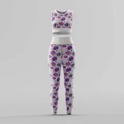 Pink Daisy Simple Floral Athletic Set