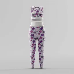 Pink Daisy Simple Floral Athletic Set