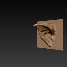 3D sculpting brush detail imprint of an ear for creature model design in Blender 3D.