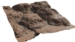 Highly detailed arid terrain 3D model suitable for Blender, depicting eroded rock formations.