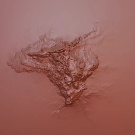 3D sculpting brush creating detailed mountainous terrain effect on digital model surface, compatible with Blender 3D.