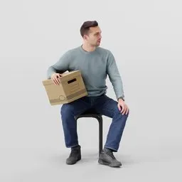 Sitting with a bankers box