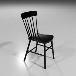 Detailed 3D black wooden chair model with a modern design for Blender rendering and visualization.