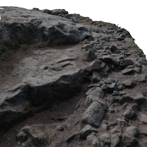 Detailed 3D model texture of rocky trail for Blender, photorealistic scanned terrain.