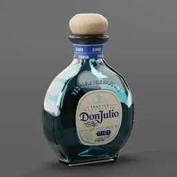 Detailed 3D rendering of a tequila bottle, optimized for Blender, showcasing realistic textures and materials.