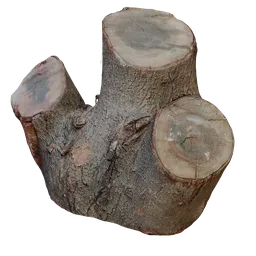 Realistic 3D model of a cut tree stump with detailed texture and quad topology for Blender rendering.
